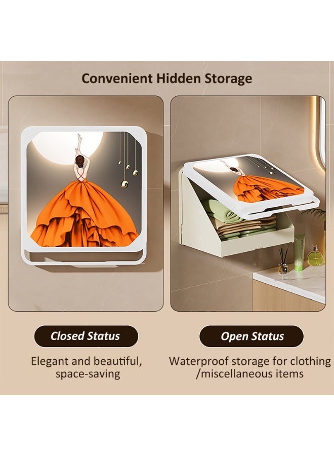 GoldenLike  صندوق تخزين مخفي يُثبت على الحائط، منظم جداري مقاوم للماء وقابل للطي للحمام والمطبخ - Image 2